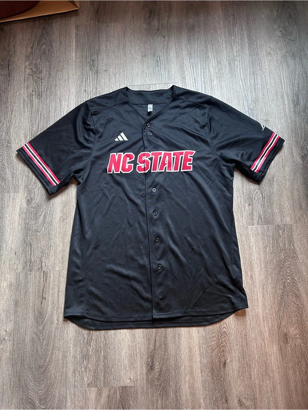 Men’s Large Adidas NC State Wolfpack Baseball Jersey Embroidered NCAA Black